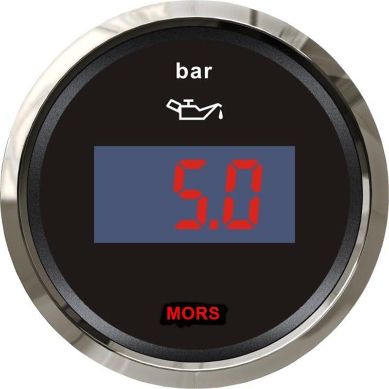 MORS Dijital Yağ Basınç Göstergesi 5 Bar Siyah