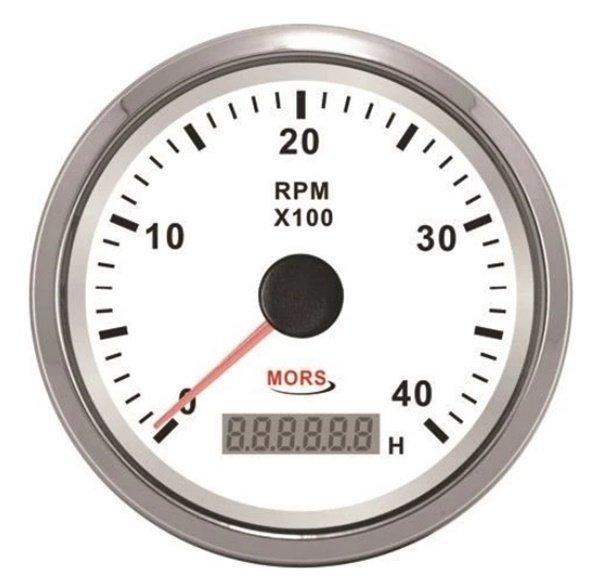 MORS Devir Göstergesi – Motor Zaman Saati 4000 rpm 12-24 V 100 mm Beyaz