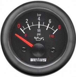 Vetus Yağ Basınç Göstergesi 0–8 Bar (0–110 PSI) – Siyah Kadran