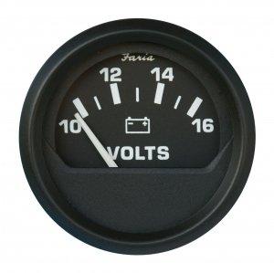 Faria Voltmetre 10–16 V Ø 52 mm – Siyah Kadran