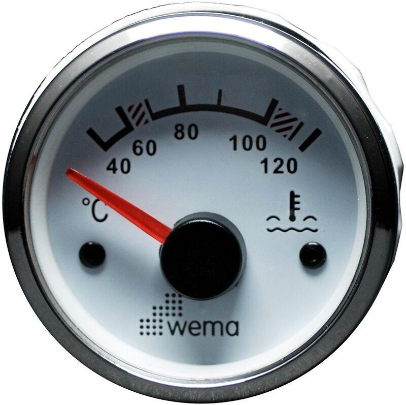 Wema Marin Motor Hararet Göstergesi, 52 mm, Krom-Beyaz