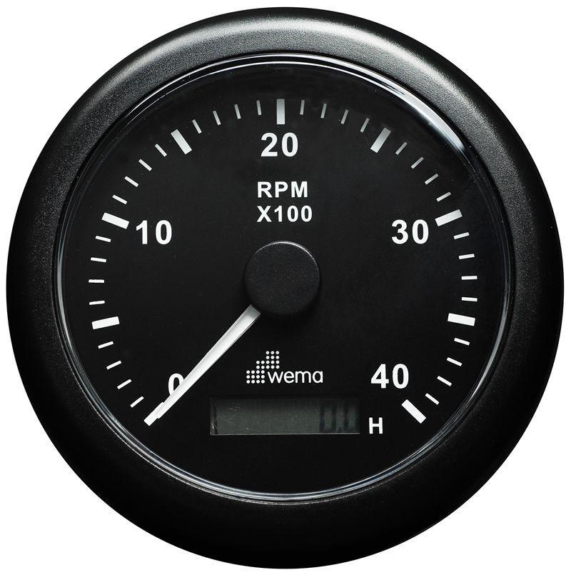 Wema Marin Çalışma Saatli Takometre 4000 RPM, 85 mm, Siyah-Siyah