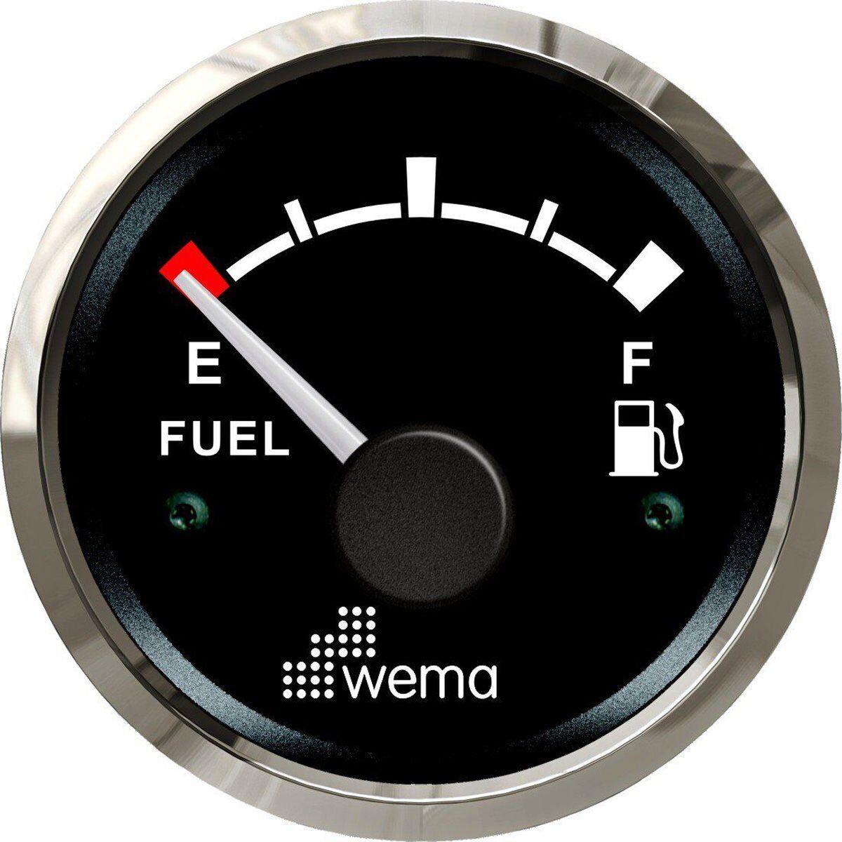 Wema Marin Yakıt Tankı Göstergesi 52 mm, Krom-Siyah