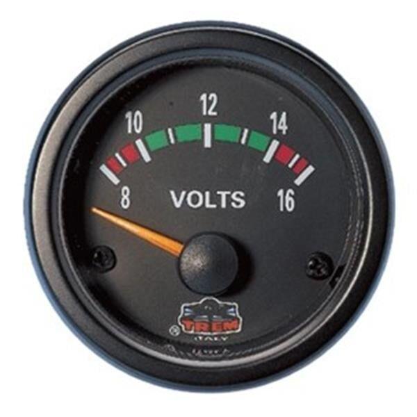 TREM Voltmeter 12 V (8–16 V, Beyaz Kadran)