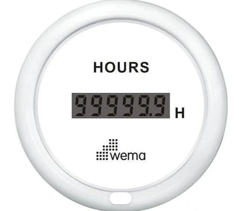 Wema Marin Motor Çalışma Zaman Saati, 52 mm Beyaz-Beyaz