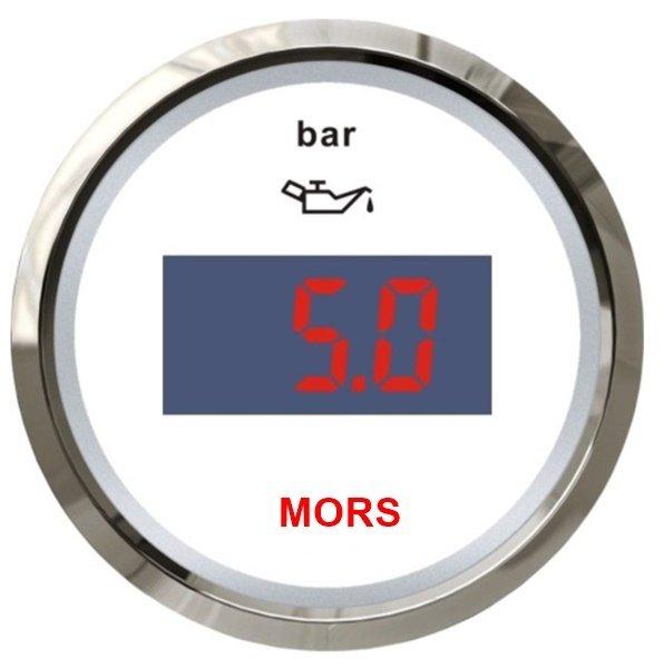 MORS Dijital Yağ Basınç Göstergesi 5 Bar Beyaz