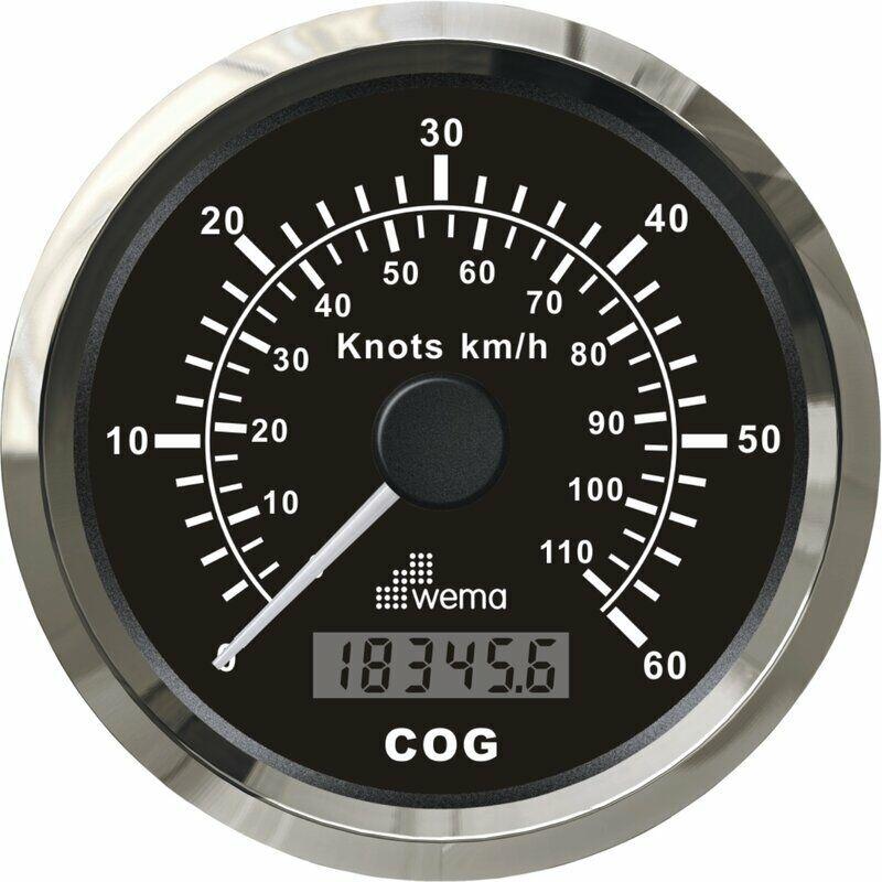 Wema Marin 60 Knot Hız Göstergesi, GPS Bağlantılı, 85 mm Krom-Siyah