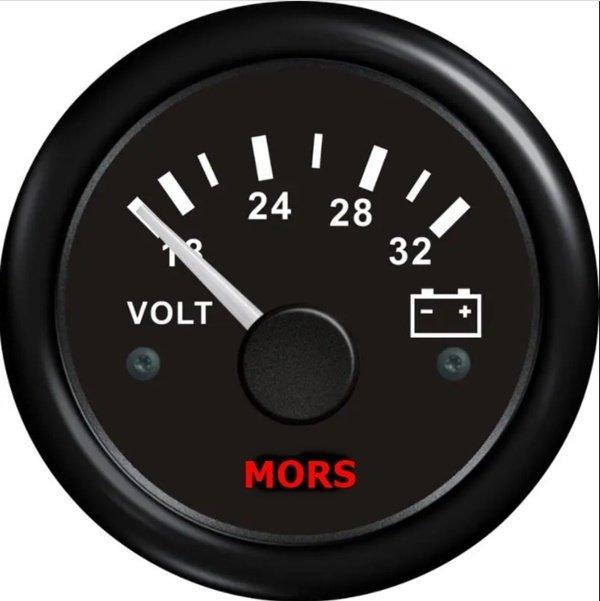 MORS Voltmetre 24 V 55 mm Siyah