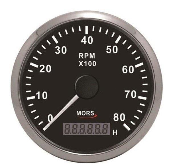 MORS 8000 RPM Devir Göstergesi – Motor Zaman Saati 12-24 V Siyah